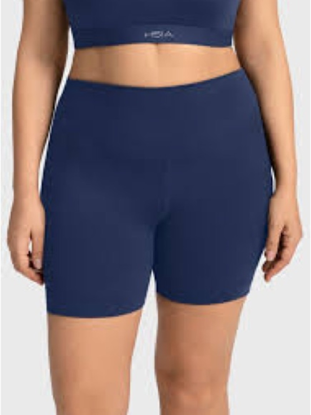 Zenana Plus-Size Navy High-Waist Bike Shorts